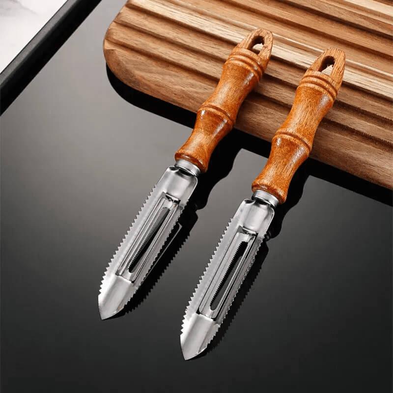 Descascador Inox com Cabo de Madeira