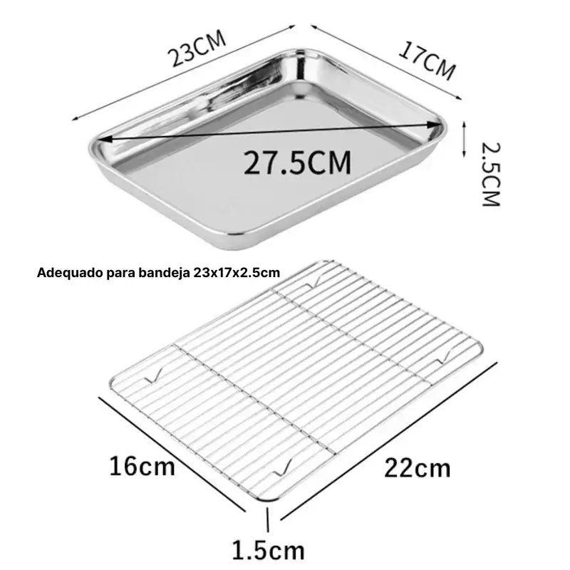 Assadeira em Aço Inoxidável Premium com Grade de Resfriamento e Revestimento Antiaderente InnovaTray