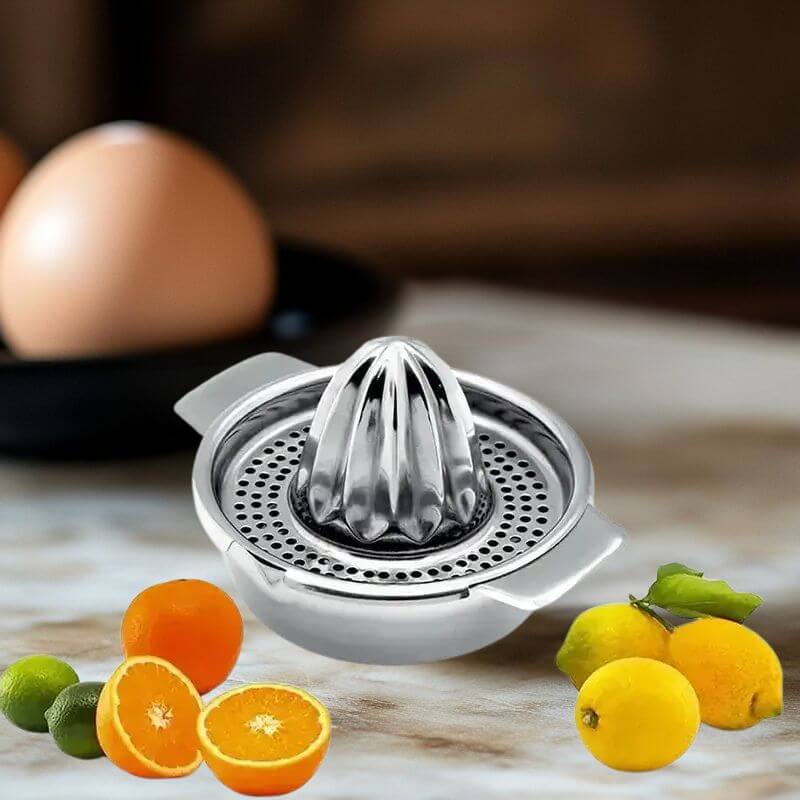 Espremedor de Frutas Portátil em Aço Inox com Coletor