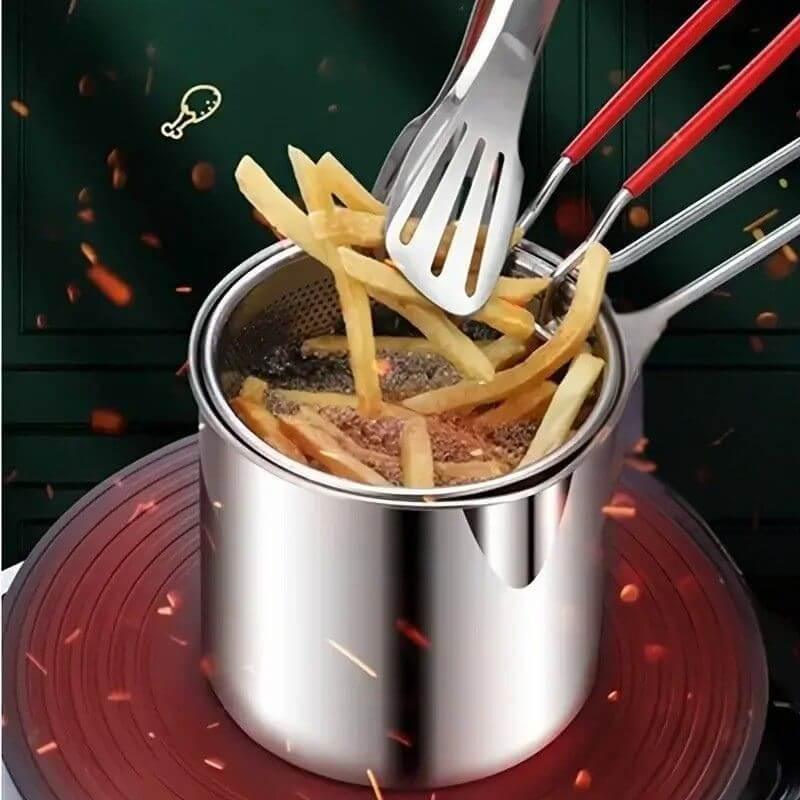 Panela de Fritura em Aço Inoxidável Multiuso com Cesto