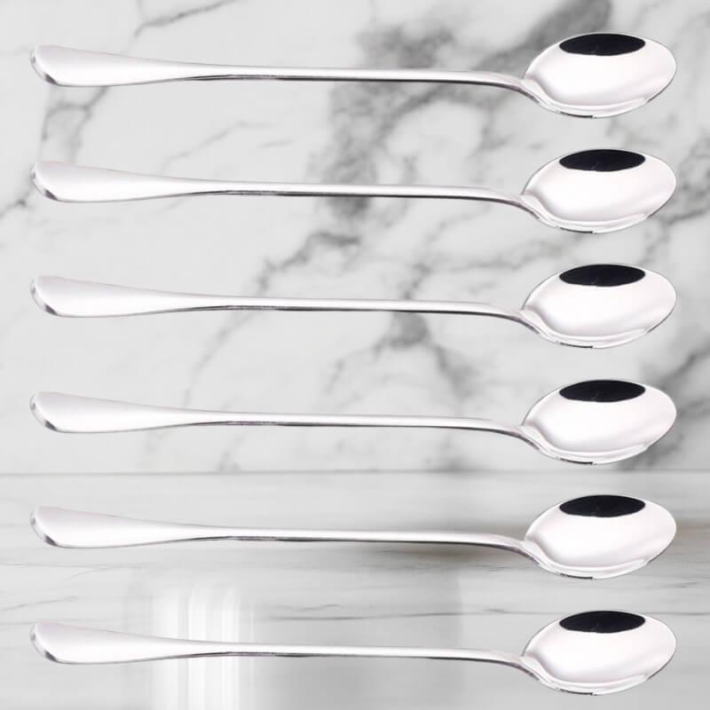 Conjunto 6 Colheres Longas Premium em Aço Inoxidável