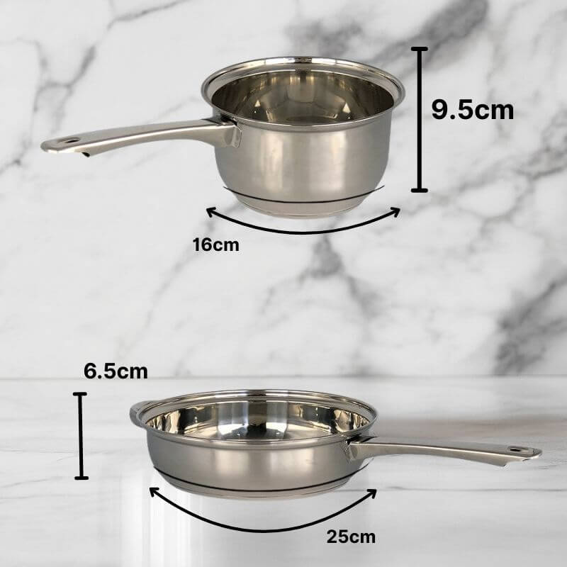 Conjunto de Panelas 5 Peças em Aço Inox com Tampa de Vidro