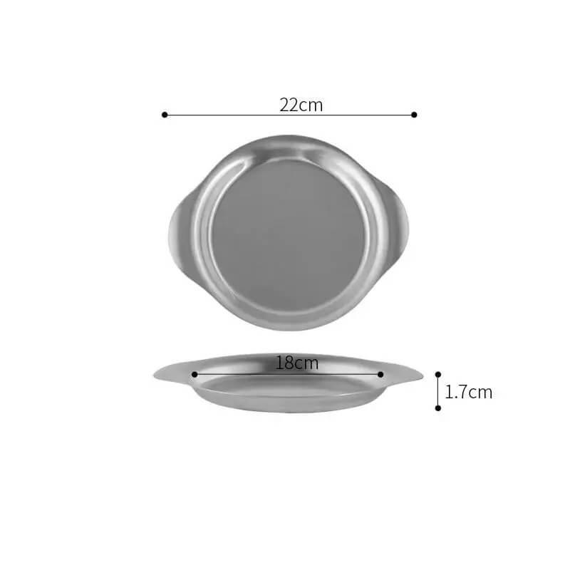 Bandeja Redonda em Aço Inoxidável com Orelhas Duplas InnovaServe Duo - Conforto Para Servir, Charme Para Impressionar