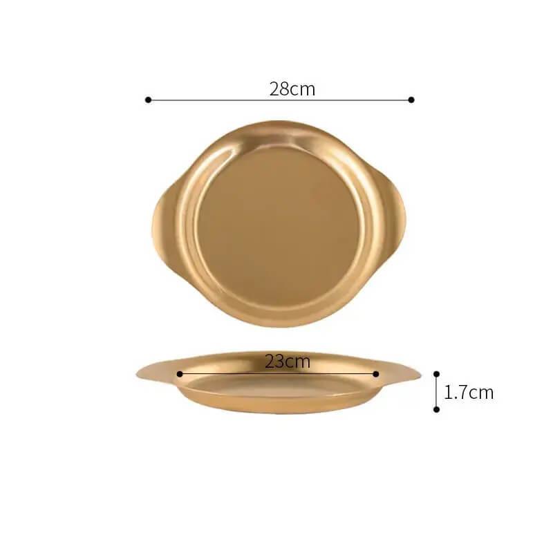 Bandeja Redonda em Aço Inoxidável com Orelhas Duplas InnovaServe Duo - Conforto Para Servir, Charme Para Impressionar
