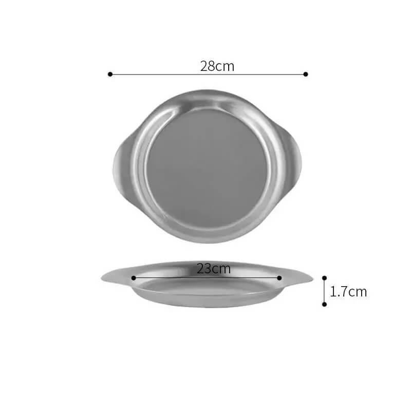 Bandeja Redonda em Aço Inoxidável com Orelhas Duplas InnovaServe Duo - Conforto Para Servir, Charme Para Impressionar