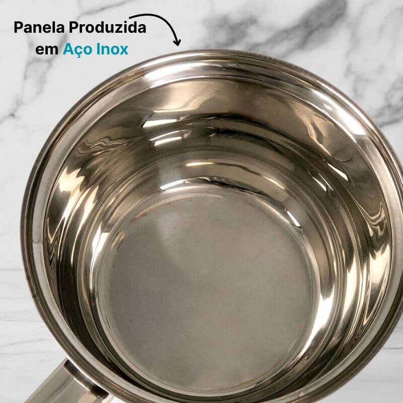 Conjunto de Panelas 5 Peças em Aço Inox com Tampa de Vidro