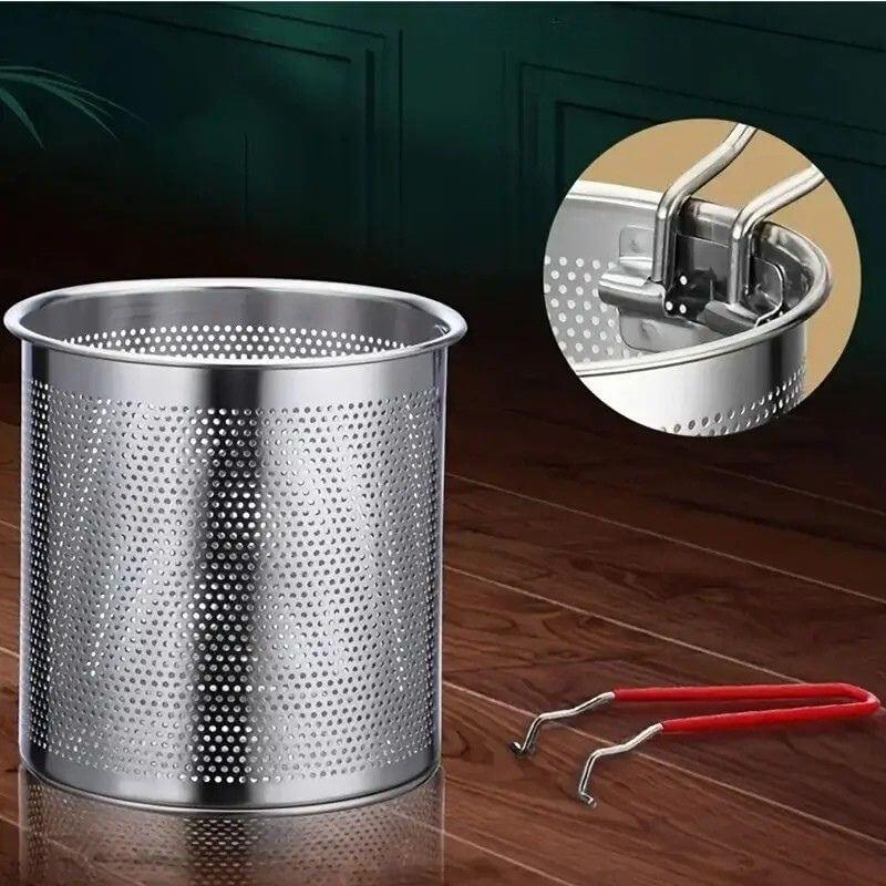 Panela de Fritura em Aço Inoxidável Multiuso com Cesto