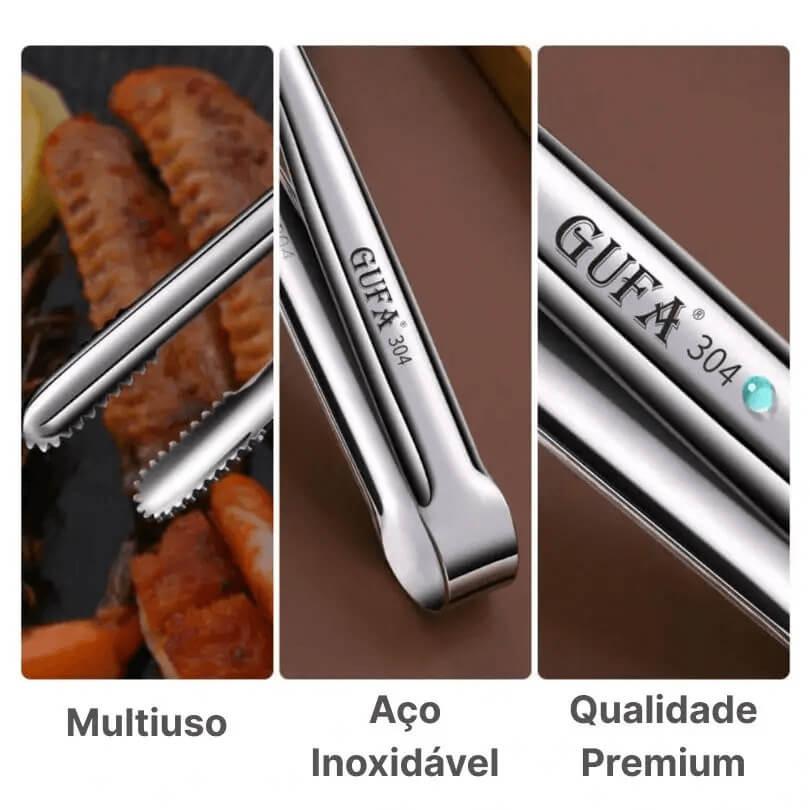 Pinça Para Grelha em Aço Inoxidável