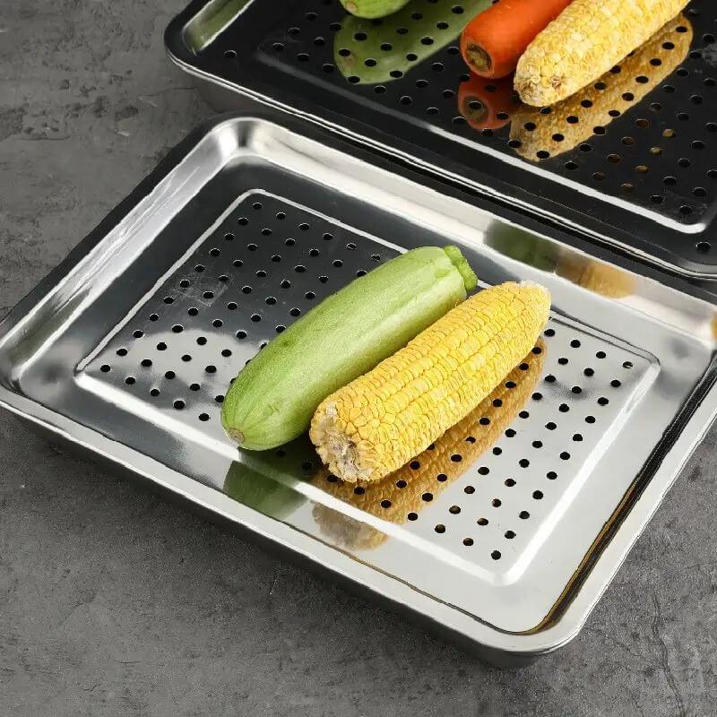 Bandeja Perfurada em Aço Inoxidável Premium PerfoTray - Nada de Odores ou Umidade Acumulada!