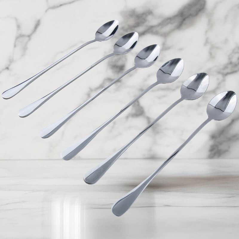 Conjunto 6 Colheres Longas Premium em Aço Inoxidável