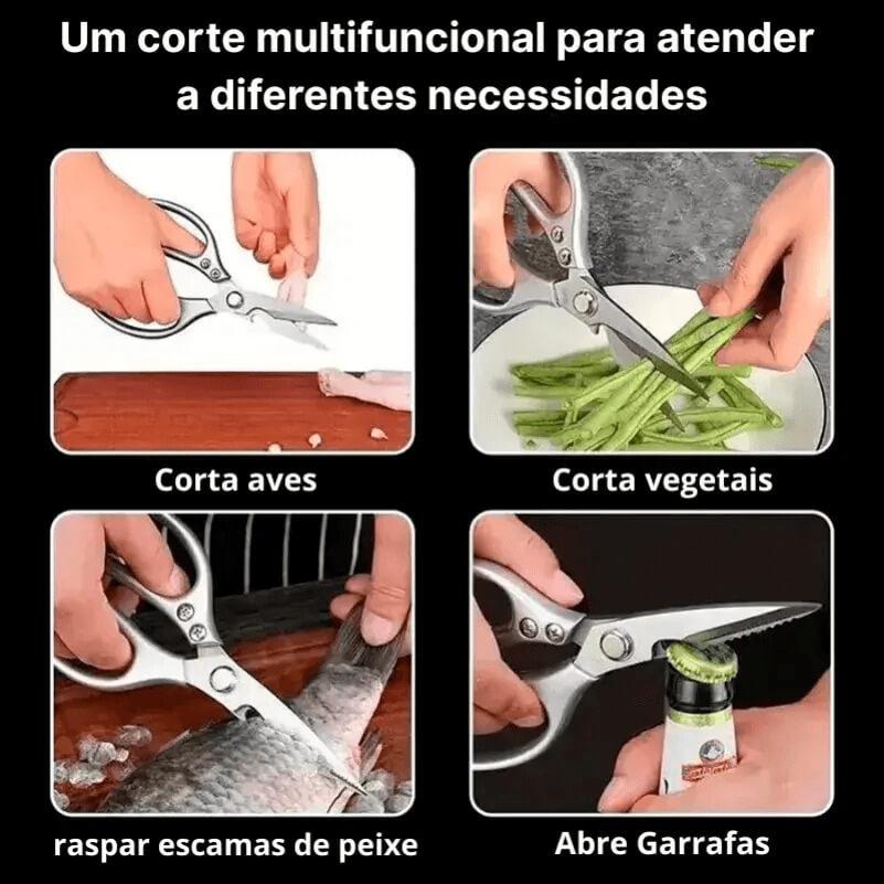 Tesoura de Cozinha Multiuso em Aço Inoxidável