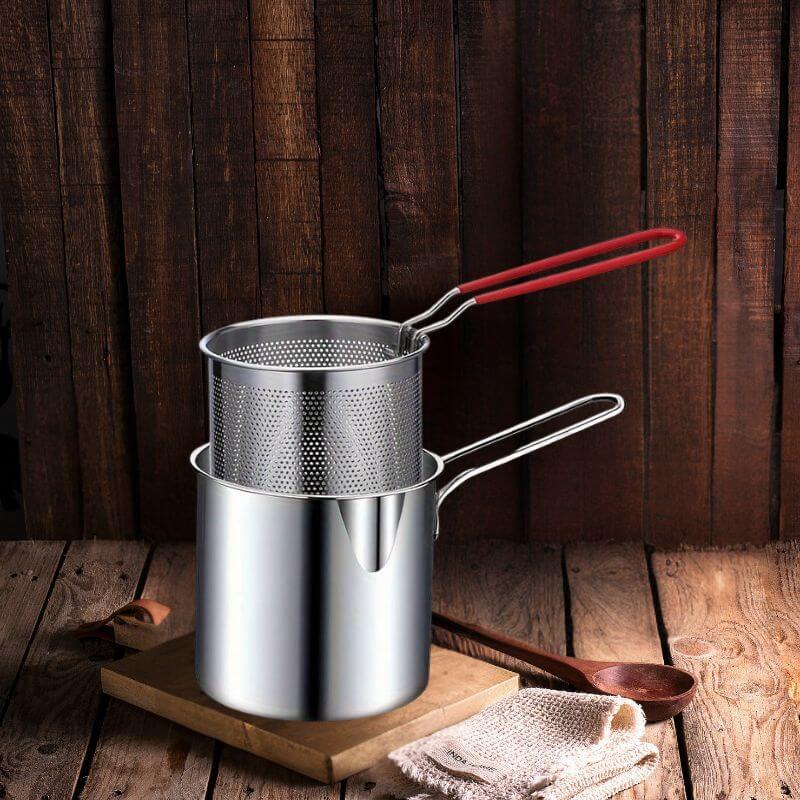 Panela de Fritura em Aço Inoxidável Multiuso com Cesto