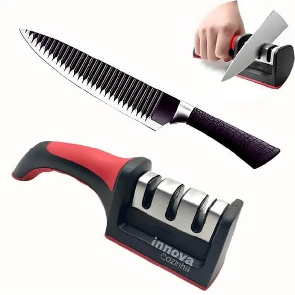 Afiador e Amolador de Facas em Aço Inoxidável SharpLine Premium - Praticidade e Confiança Em Suas Mãos!