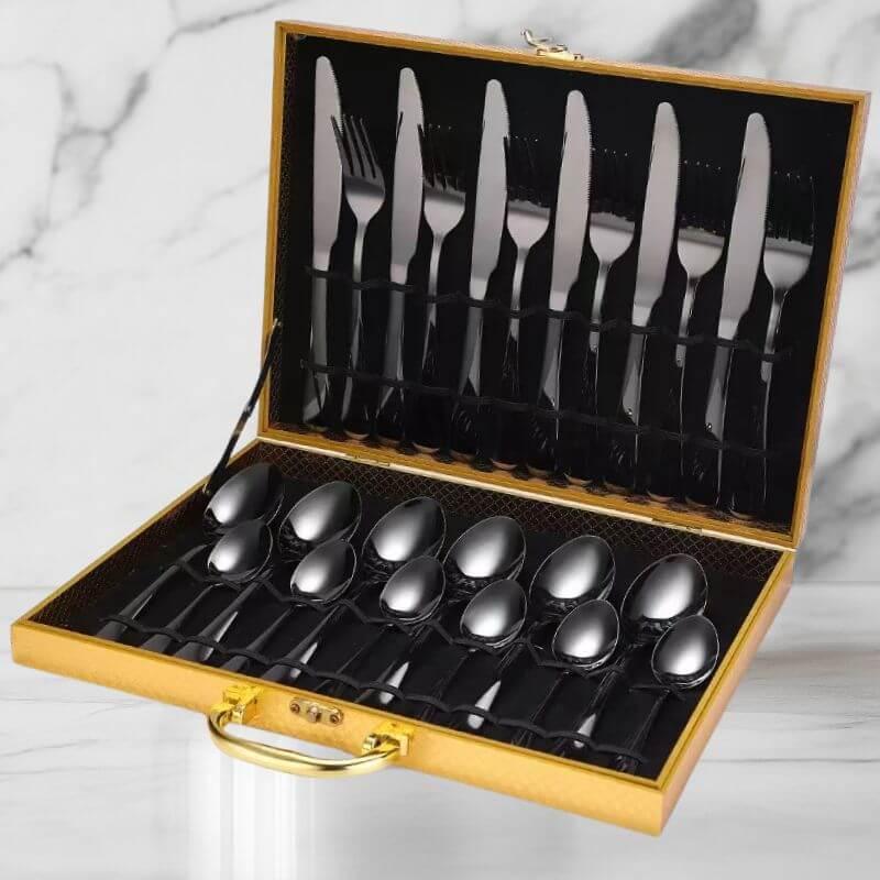 Conjunto de Talheres Premium 24 Peças em Aço Inoxidável 1010