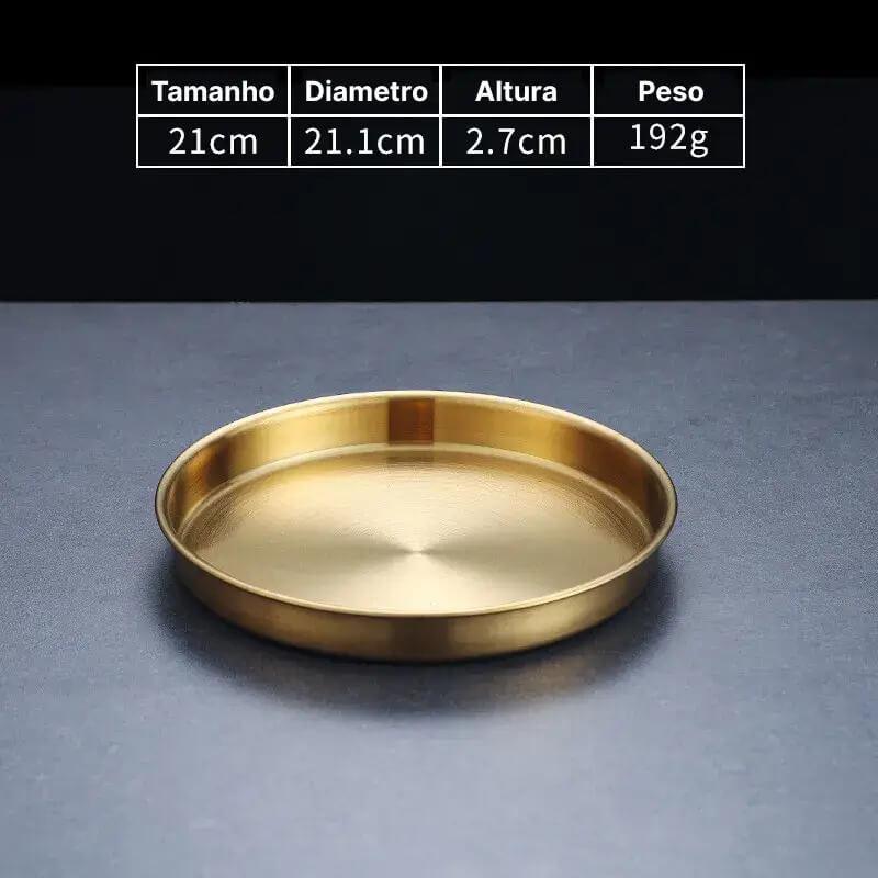 Bandeja Redonda em Aço Inoxidável InnovaElegance - Funcional Para o Dia a Dia, Linda Para Ocasiões Especiais!