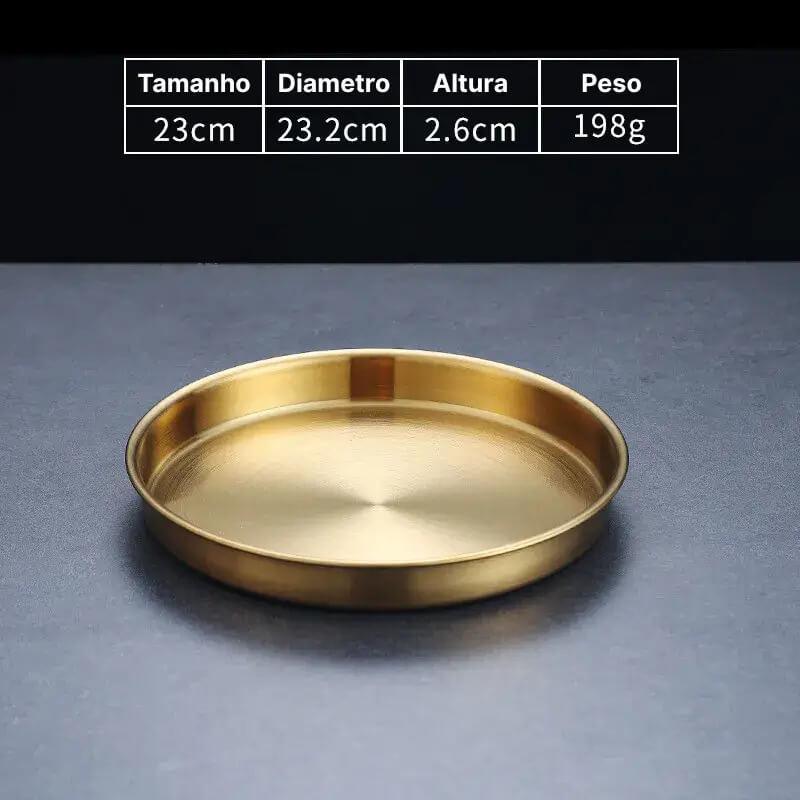 Bandeja Redonda em Aço Inoxidável InnovaElegance - Funcional Para o Dia a Dia, Linda Para Ocasiões Especiais!