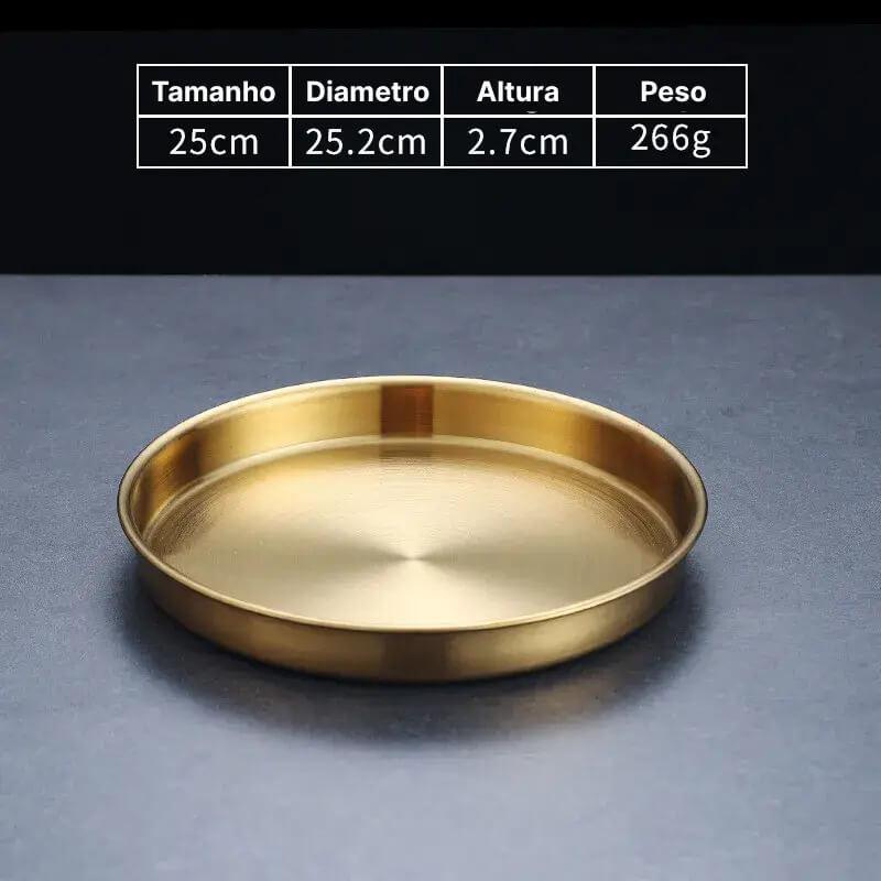 Bandeja Redonda em Aço Inoxidável InnovaElegance - Funcional Para o Dia a Dia, Linda Para Ocasiões Especiais!