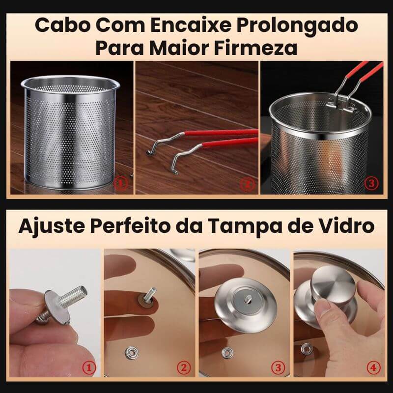 Panela de Fritura em Aço Inoxidável com Cesto e Tampa InnovaFryer