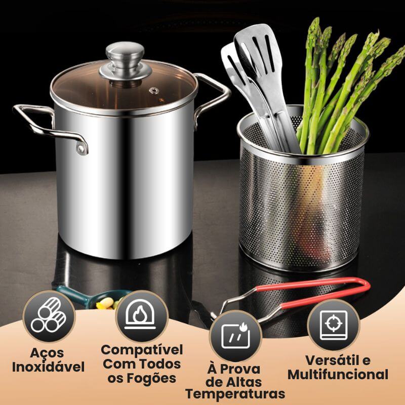 Panela de Fritura em Aço Inoxidável com Cesto e Tampa InnovaFryer