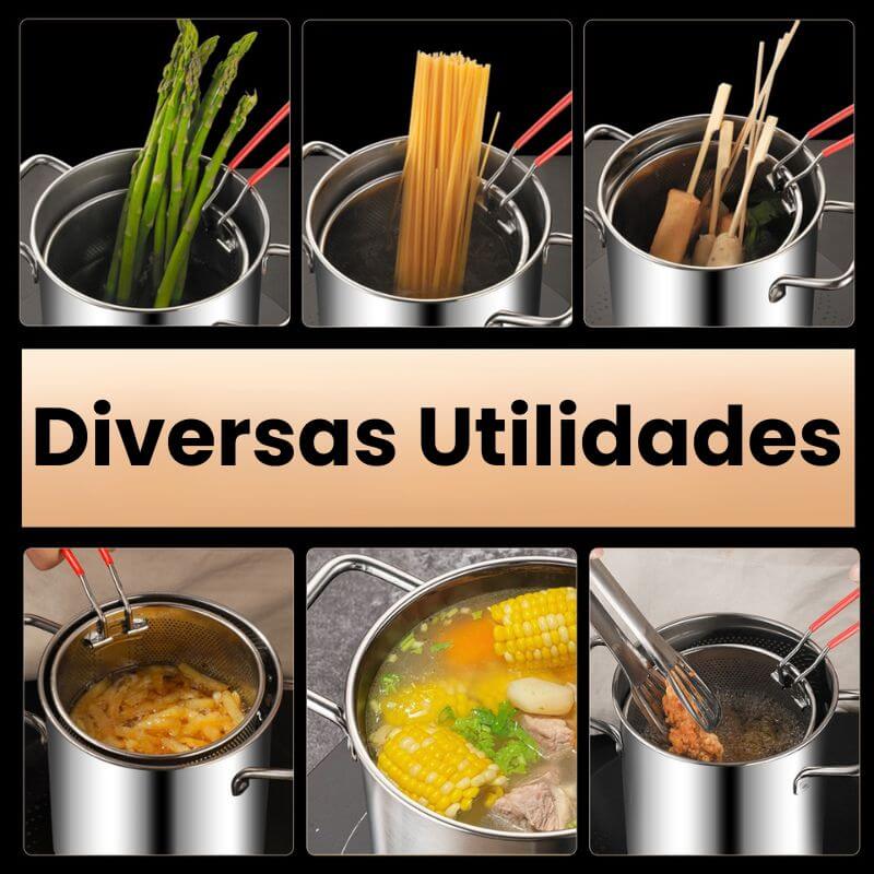 Panela de Fritura em Aço Inoxidável com Cesto e Tampa InnovaFryer