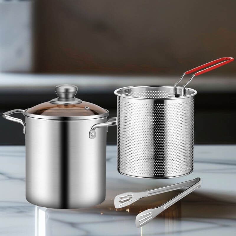 Panela de Fritura em Aço Inoxidável com Cesto e Tampa InnovaFryer