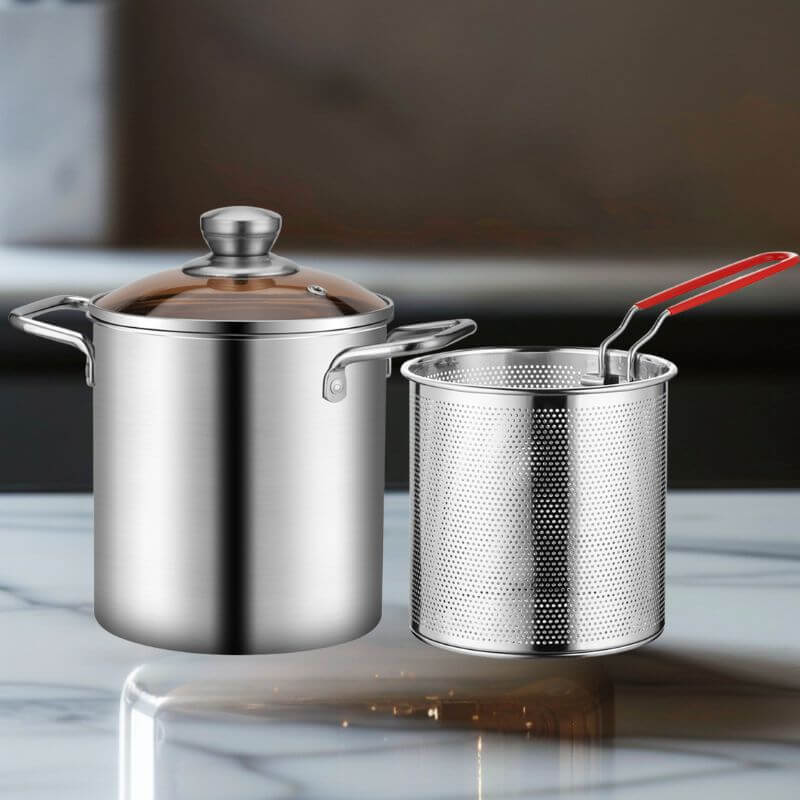 Panela de Fritura em Aço Inoxidável com Cesto e Tampa InnovaFryer