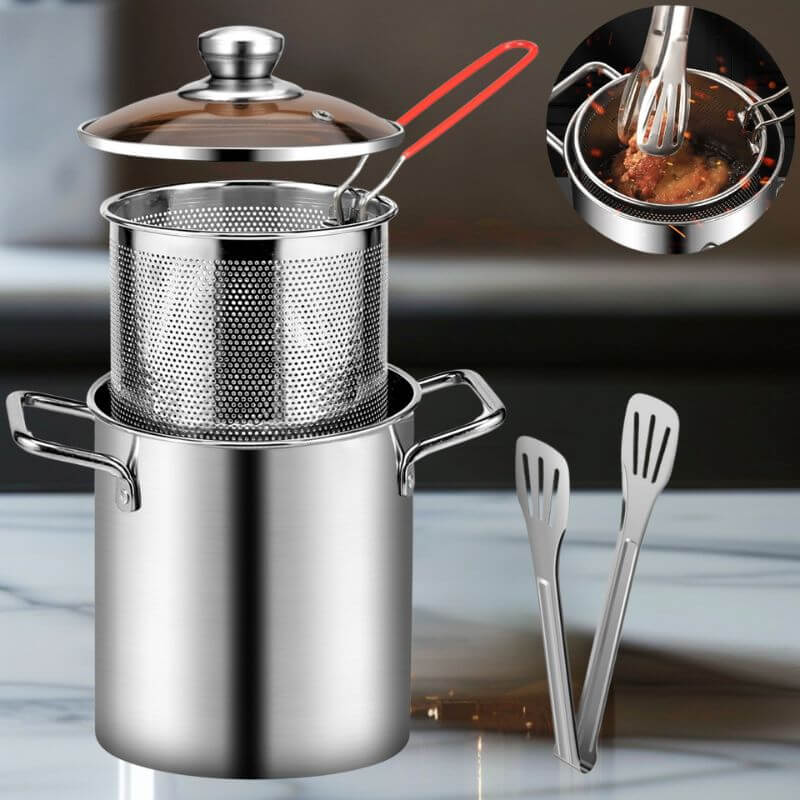 Panela de Fritura em Aço Inoxidável com Cesto e Tampa InnovaFryer