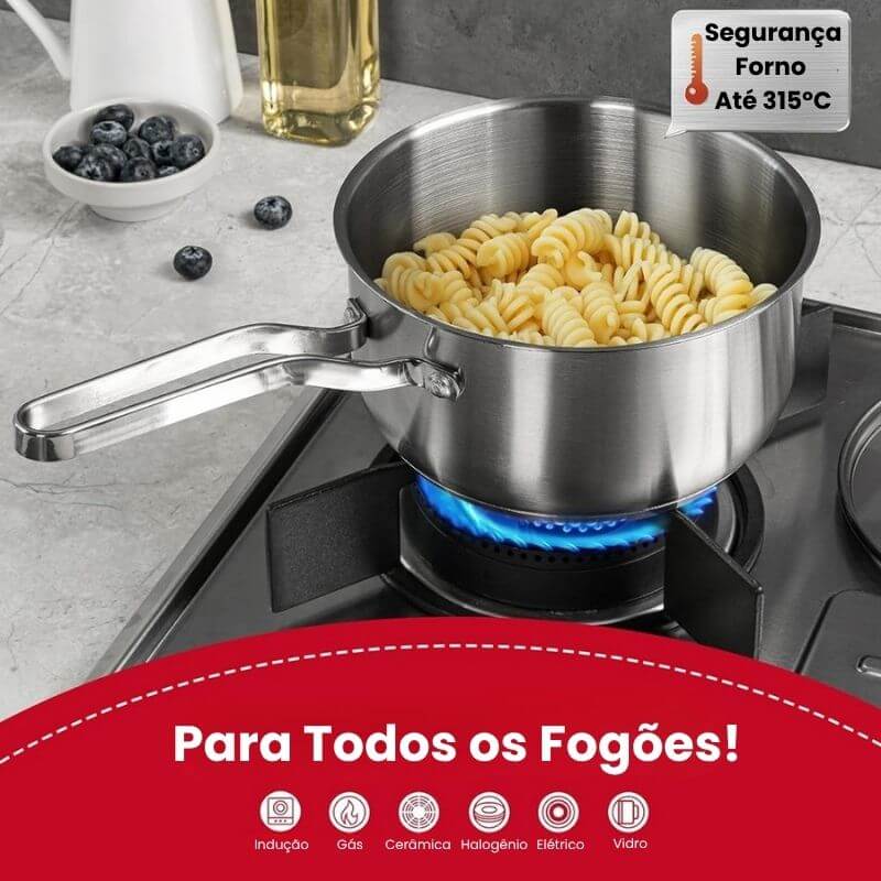 Panela Caçarola em Aço Inox 304 com Tampa de Vidro InnovaSauce