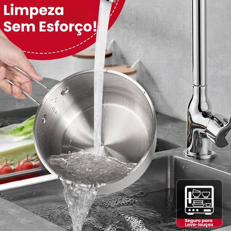 Panela Caçarola em Aço Inox 304 com Tampa de Vidro InnovaSauce