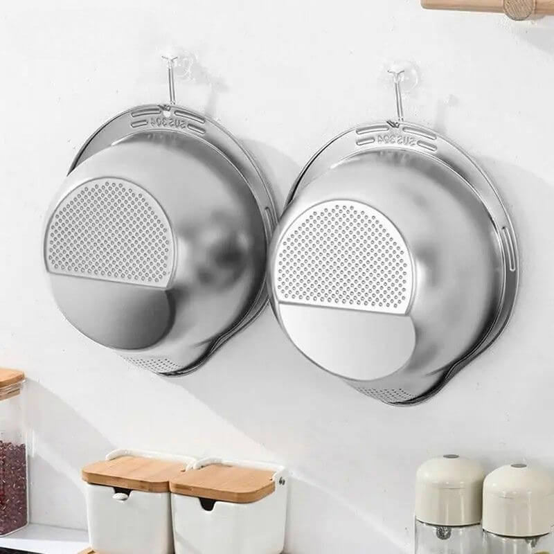 Lava-Arroz e Escorredor em Inox InnovaRice - Diga Adeus à Bagunça na Pia e Prepare Seus Alimentos Com Leveza, Praticidade e Higiene!