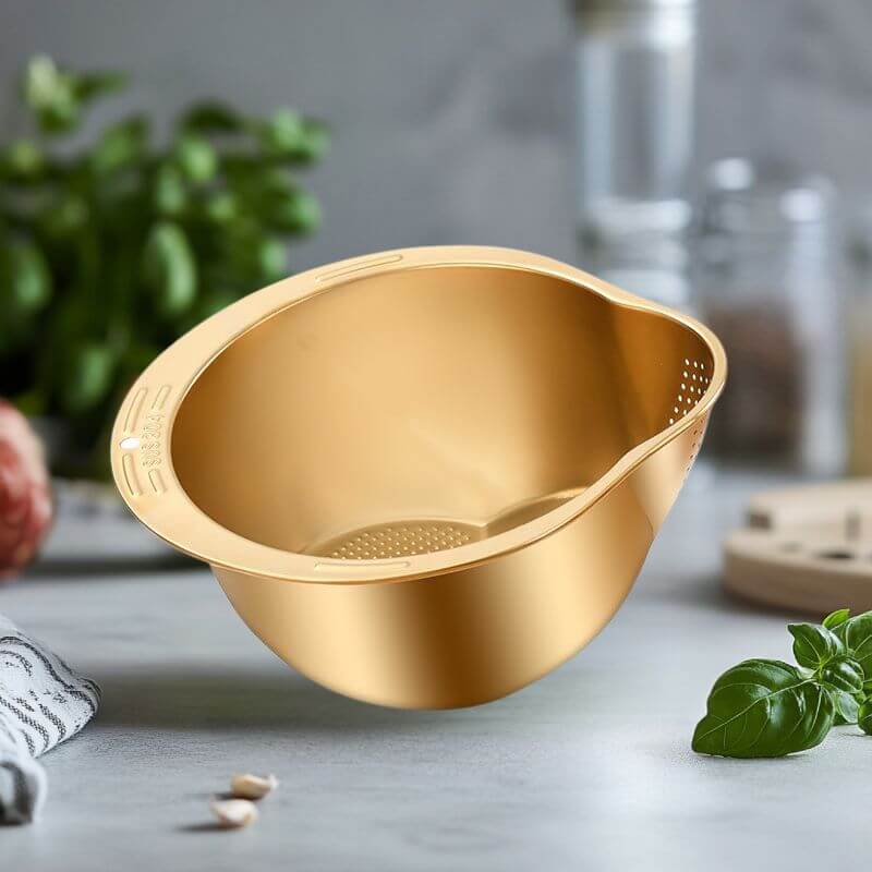 Lava-Arroz e Escorredor em Inox InnovaRice - Diga Adeus à Bagunça na Pia e Prepare Seus Alimentos Com Leveza, Praticidade e Higiene!