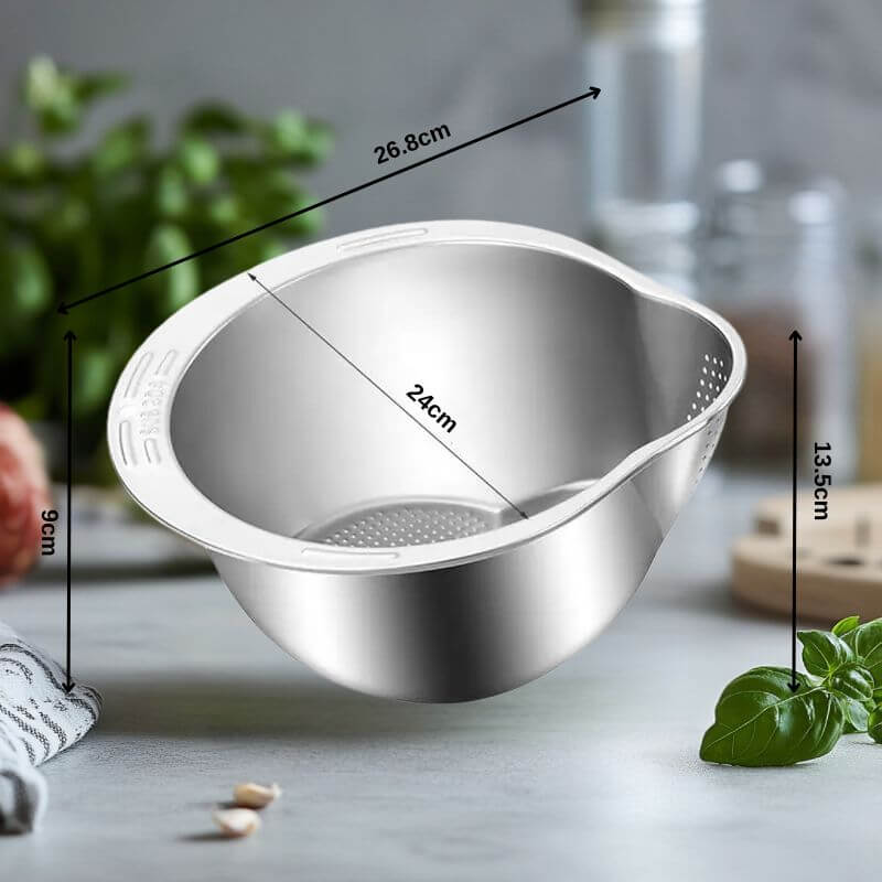 Lava-Arroz e Escorredor em Inox InnovaRice - Diga Adeus à Bagunça na Pia e Prepare Seus Alimentos Com Leveza, Praticidade e Higiene!