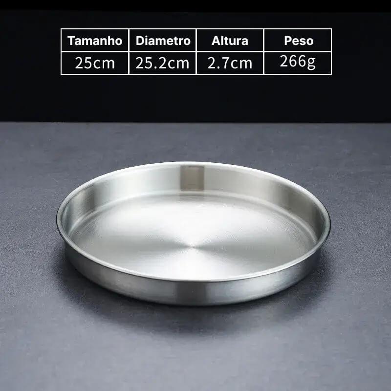 Bandeja Redonda em Aço Inoxidável InnovaElegance - Funcional Para o Dia a Dia, Linda Para Ocasiões Especiais!