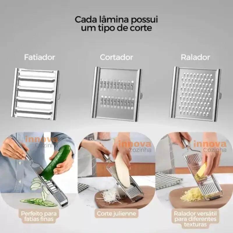 Ralador Premium Inox Antiaderente Multiuso InnovaCozinha - 8X MAIS RÁPIDO!