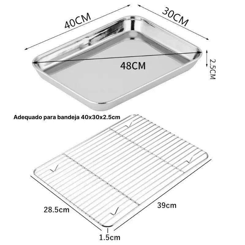 Assadeira em Aço Inoxidável Premium com Grade de Resfriamento e Revestimento Antiaderente InnovaTray