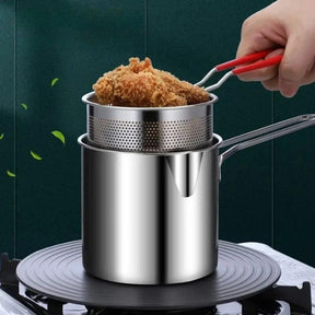 Panela de Fritura em Aço Inoxidável Multiuso com Cesto