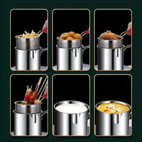 Panela de Fritura em Aço Inoxidável Multiuso com Cesto