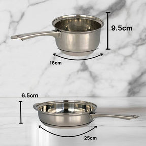 Conjunto de Panelas 5 Peças em Aço Inox com Tampa de Vidro
