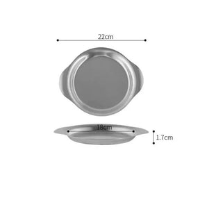 Bandeja Redonda em Aço Inoxidável com Orelhas Duplas InnovaServe Duo - Conforto Para Servir, Charme Para Impressionar