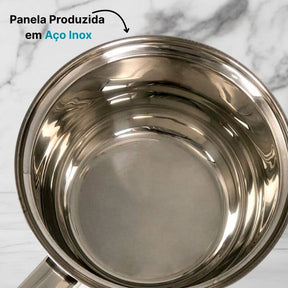 Conjunto de Panelas 5 Peças em Aço Inox com Tampa de Vidro
