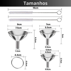 Conjunto Funil Inox Multiuso
