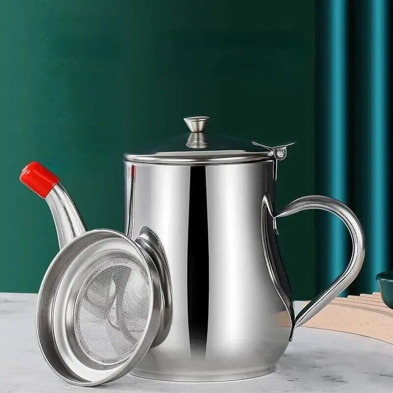Pote Filtro de Óleo em Aço Inox com Tampa e Alça InnovaOil