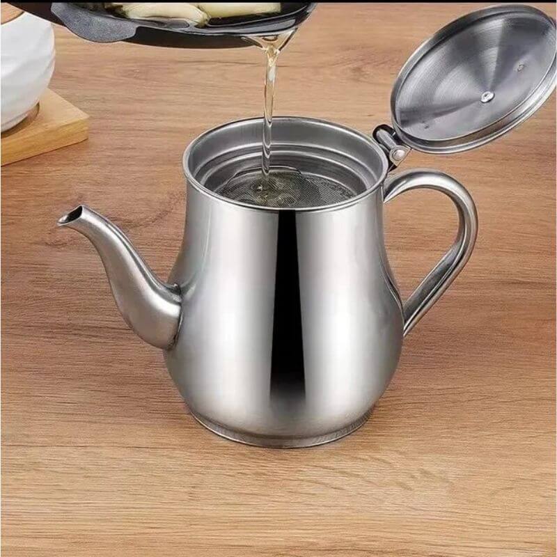 Pote Filtro de Óleo em Aço Inox com Tampa e Alça InnovaOil