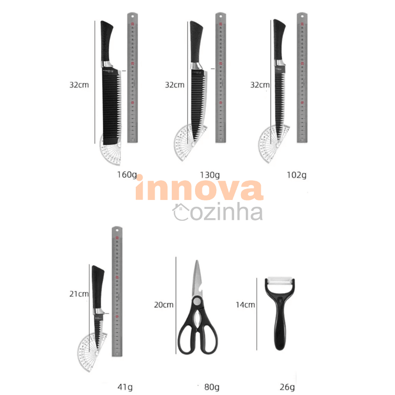 Kit Master Chef BBQ | Facas Antiaderentes InnovaCozinha | Kit de Facas c/ 6 Peças - InnovaCozinha