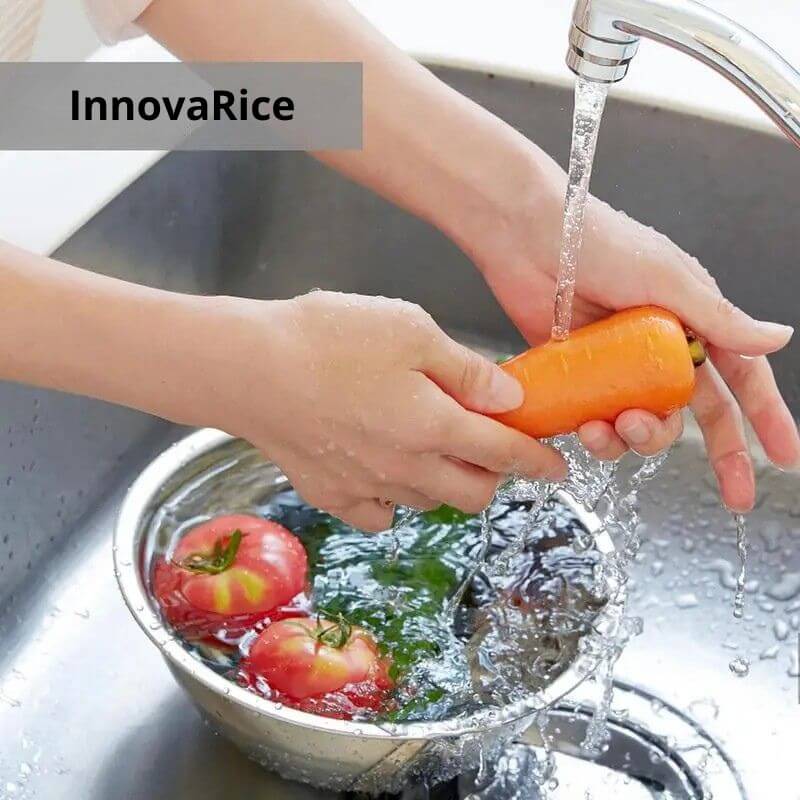 Lava-Arroz e Escorredor em Inox InnovaRice - Diga Adeus à Bagunça na Pia e Prepare Seus Alimentos Com Leveza, Praticidade e Higiene!