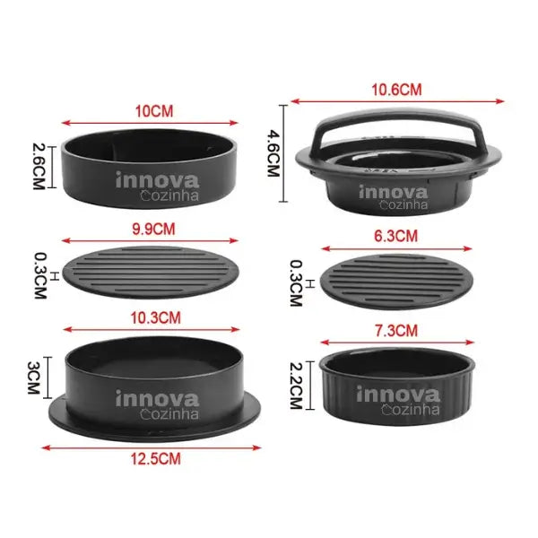 Molde para Hambúrguer 5 Peças Base Removível InnovaGrill