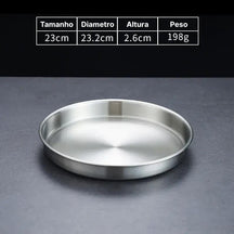 Bandeja Redonda em Aço Inoxidável InnovaElegance - Funcional Para o Dia a Dia, Linda Para Ocasiões Especiais!