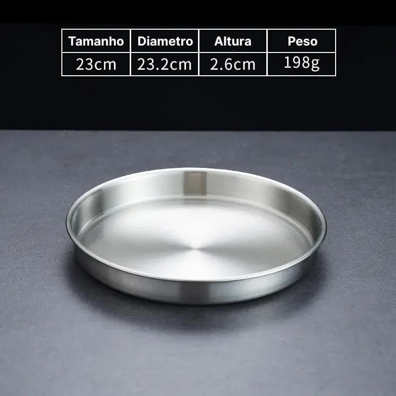 Bandeja Redonda em Aço Inoxidável InnovaElegance - Funcional Para o Dia a Dia, Linda Para Ocasiões Especiais!