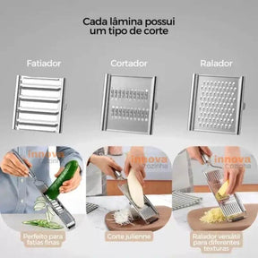 Ralador Premium Inox Antiaderente Multiuso InnovaCozinha - 8X MAIS RÁPIDO!