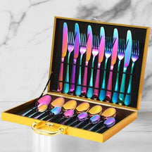 Conjunto de Talheres Premium 24 Peças em Aço Inoxidável 1010